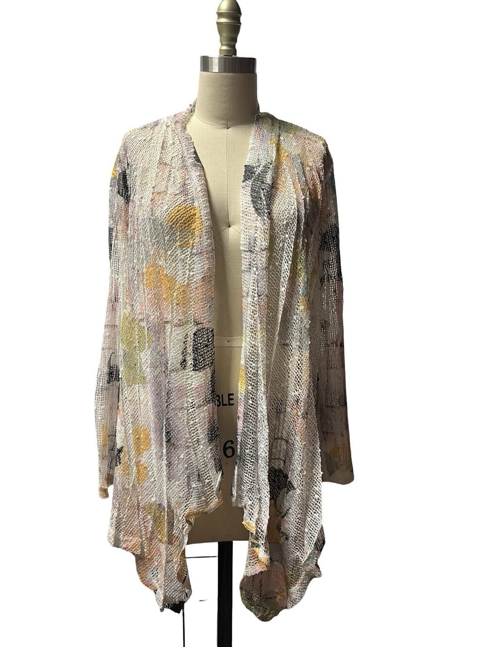 Impulse California Loose Knit Open Front Lagenlook Resort Wear Cardigan SZ L